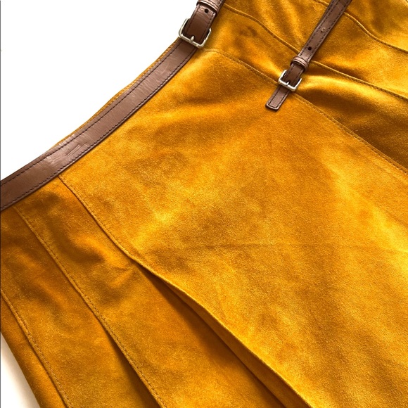 Prada Mustard Yellow Suede Mid Length Wrap Skirt - Picture 15 of 15
